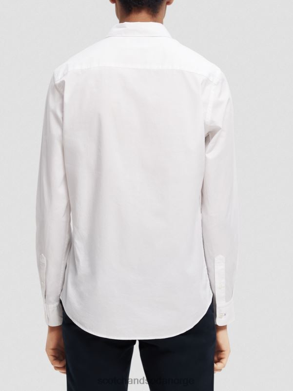 menn essensiell økologisk slim fit skjorte hvit N40XD310 klær Scotch & Soda