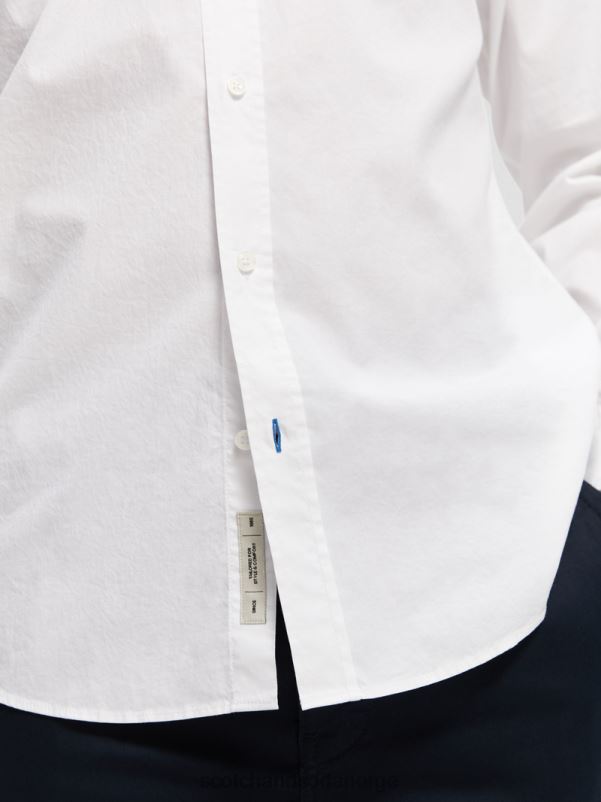 menn essensiell økologisk slim fit skjorte hvit N40XD310 klær Scotch & Soda