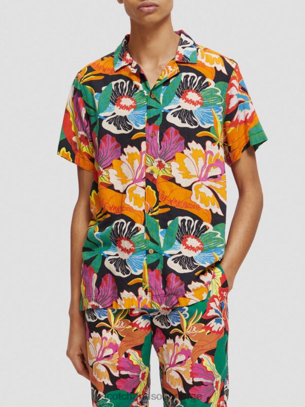 menn kortermet leirskjorte med trykk floral N40XD330 klær Scotch & Soda