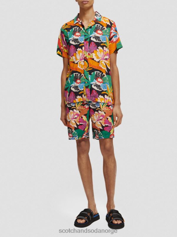 menn kortermet leirskjorte med trykk floral N40XD330 klær Scotch & Soda