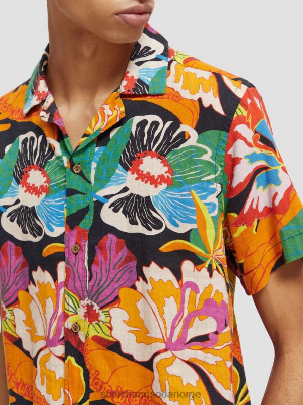 menn kortermet leirskjorte med trykk floral N40XD330 klær Scotch & Soda