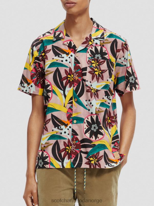 menn kortermet leirskjorte med trykk kombo a N40XD285 klær Scotch & Soda