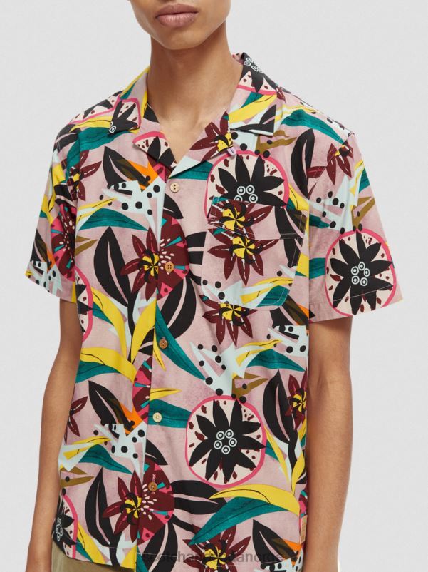 menn kortermet leirskjorte med trykk kombo a N40XD285 klær Scotch & Soda