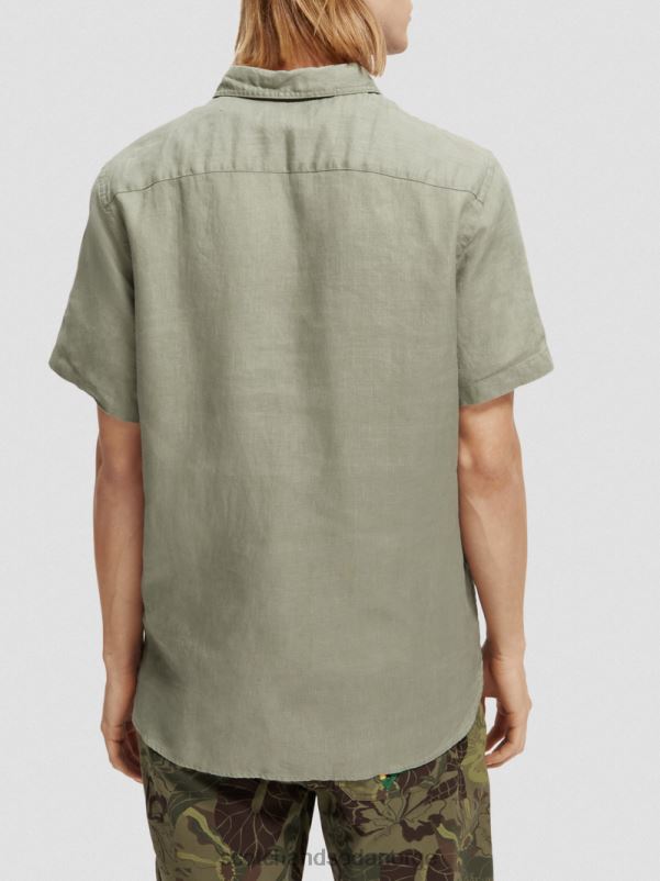 menn kortermet linskjorte med lommer hæren N40XD341 klær Scotch & Soda