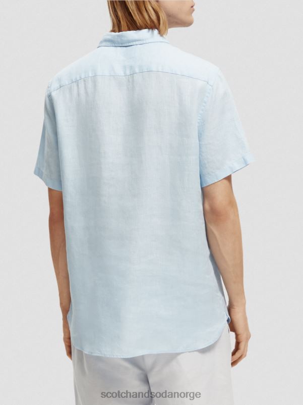 menn kortermet linskjorte med lommer himmel N40XD339 klær Scotch & Soda