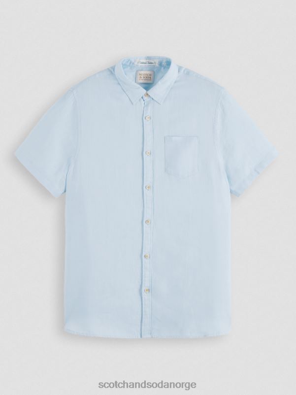 menn kortermet linskjorte med lommer himmel N40XD339 klær Scotch & Soda