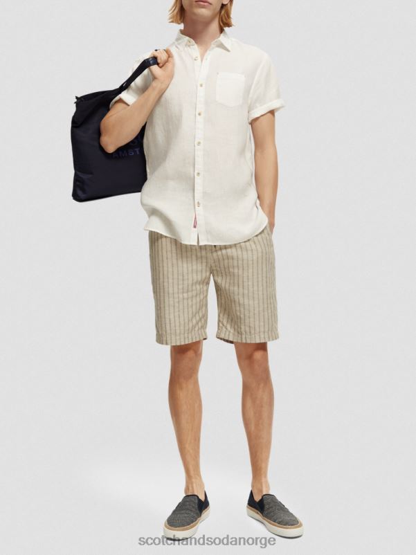 menn kortermet linskjorte med lommer hvit N40XD340 klær Scotch & Soda
