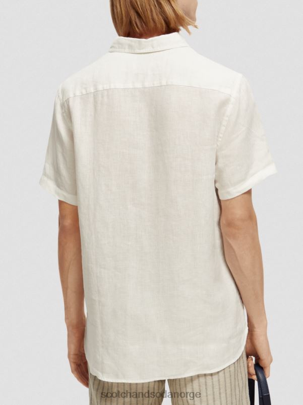 menn kortermet linskjorte med lommer hvit N40XD340 klær Scotch & Soda
