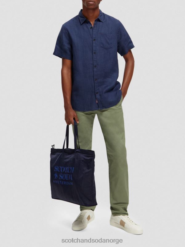 menn kortermet linskjorte med lommer marine N40XD338 klær Scotch & Soda