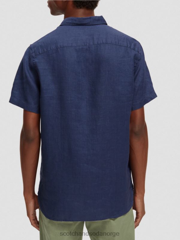 menn kortermet linskjorte med lommer marine N40XD338 klær Scotch & Soda