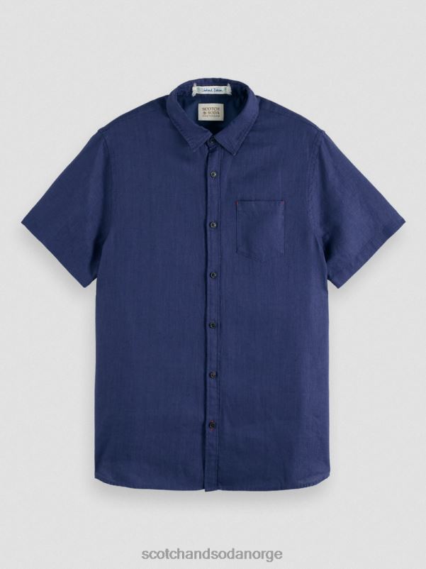 menn kortermet linskjorte med lommer marine N40XD338 klær Scotch & Soda