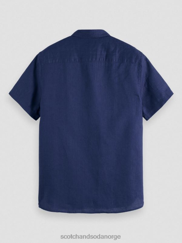 menn kortermet linskjorte med lommer marine N40XD338 klær Scotch & Soda
