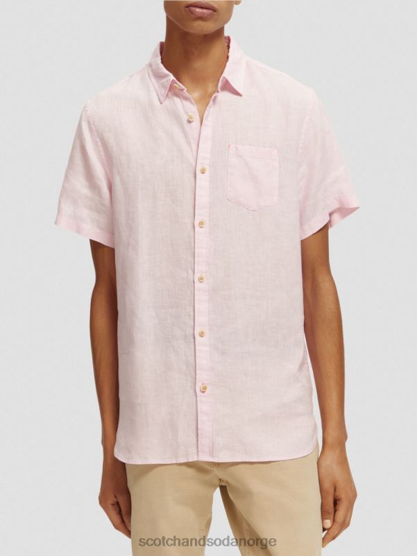 menn kortermet linskjorte med lommer rose N40XD342 klær Scotch & Soda