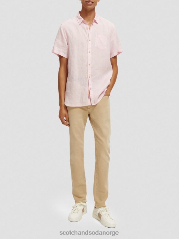 menn kortermet linskjorte med lommer rose N40XD342 klær Scotch & Soda