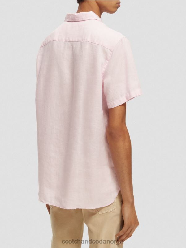 menn kortermet linskjorte med lommer rose N40XD342 klær Scotch & Soda