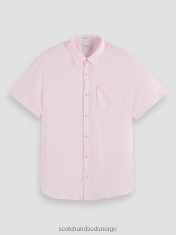 menn kortermet linskjorte med lommer rose N40XD342 klær Scotch & Soda