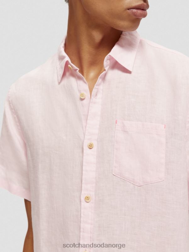menn kortermet linskjorte med lommer rose N40XD342 klær Scotch & Soda
