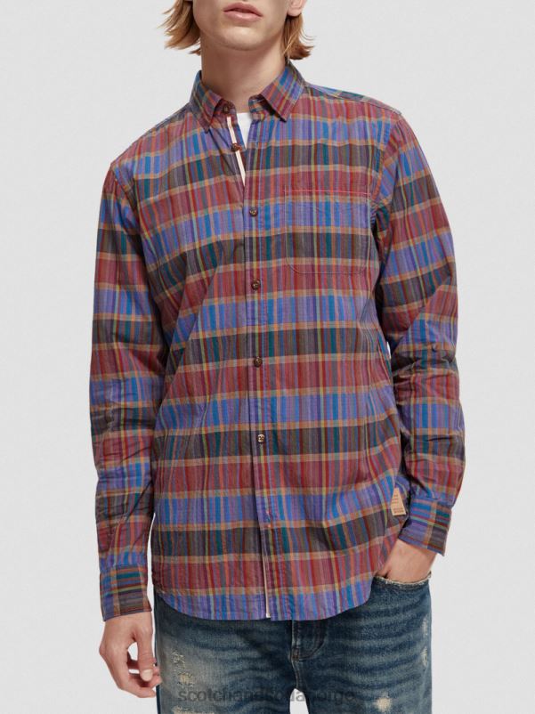 menn lett rutete skjorte med normal passform kombo c N40XD299 klær Scotch & Soda