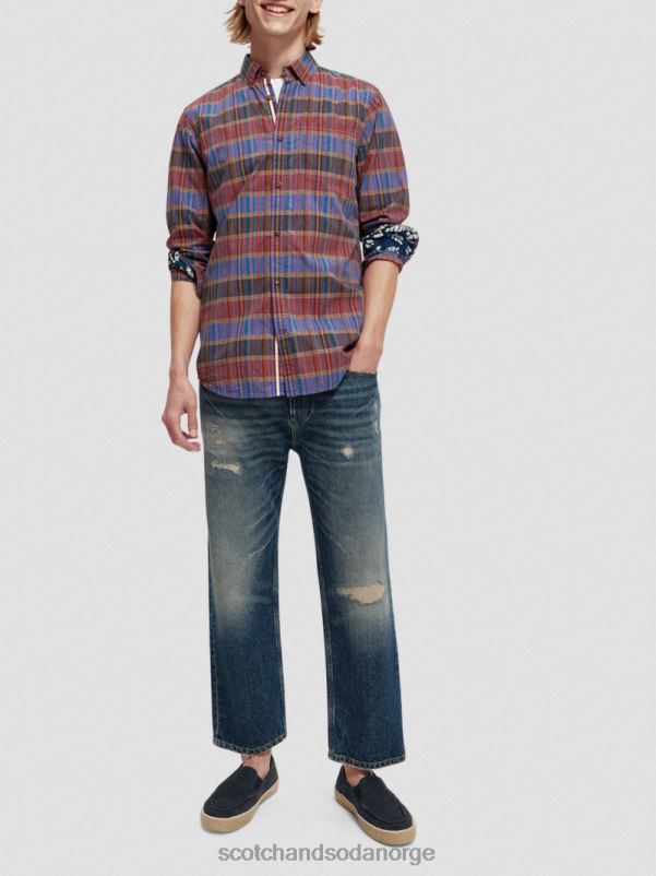 menn lett rutete skjorte med normal passform kombo c N40XD299 klær Scotch & Soda