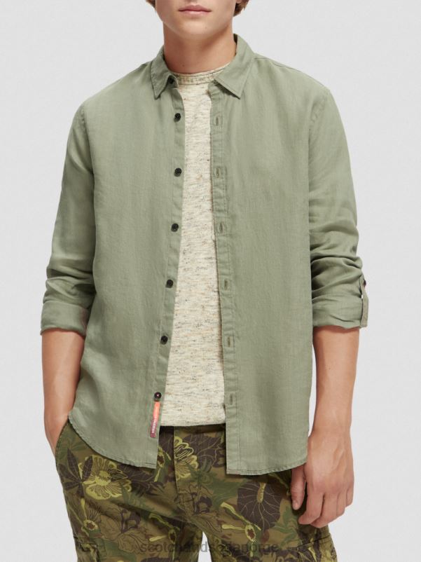 menn linskjorte med ermejusteringer hæren N40XD288 klær Scotch & Soda