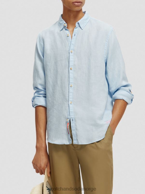 menn linskjorte med ermejusteringer himmel N40XD287 klær Scotch & Soda