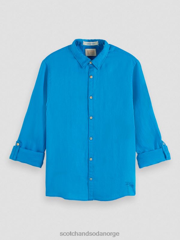 menn linskjorte med ermejusteringer iris blå N40XD291 klær Scotch & Soda