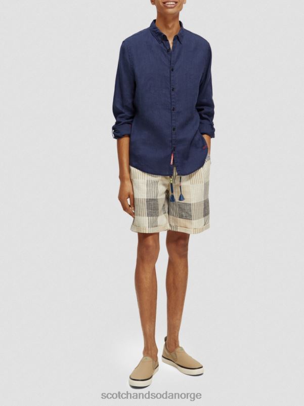 menn linskjorte med ermejusteringer marine N40XD289 klær Scotch & Soda