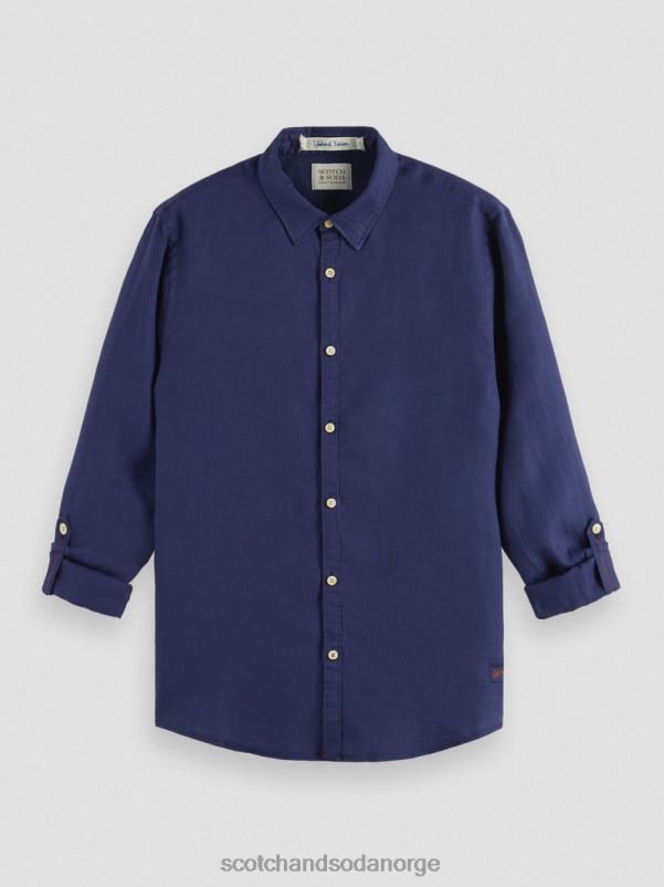 menn linskjorte med ermejusteringer marine N40XD289 klær Scotch & Soda