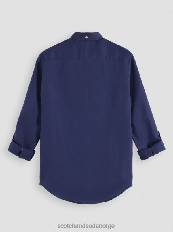 menn linskjorte med ermejusteringer marine N40XD289 klær Scotch & Soda