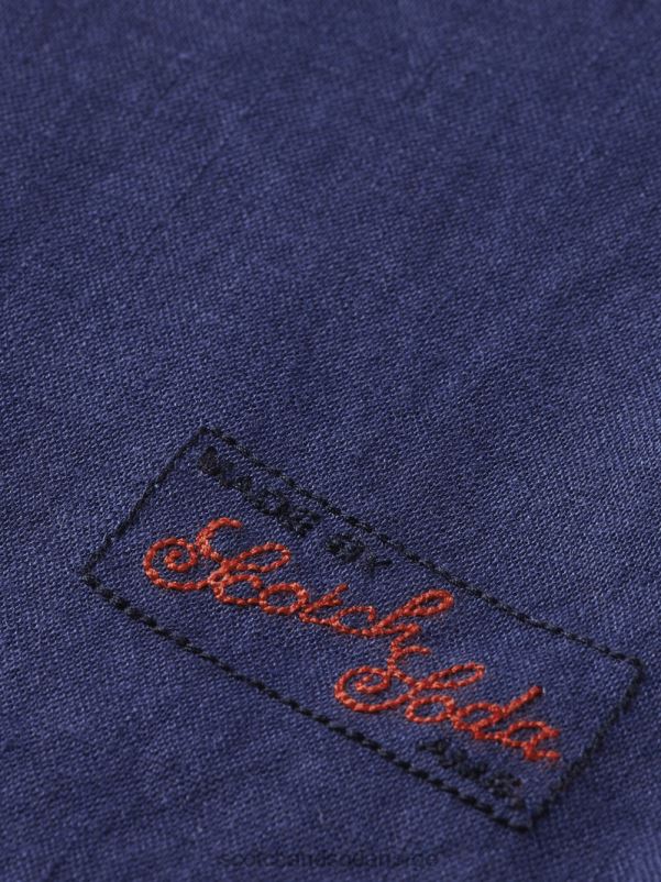 menn linskjorte med ermejusteringer marine N40XD289 klær Scotch & Soda