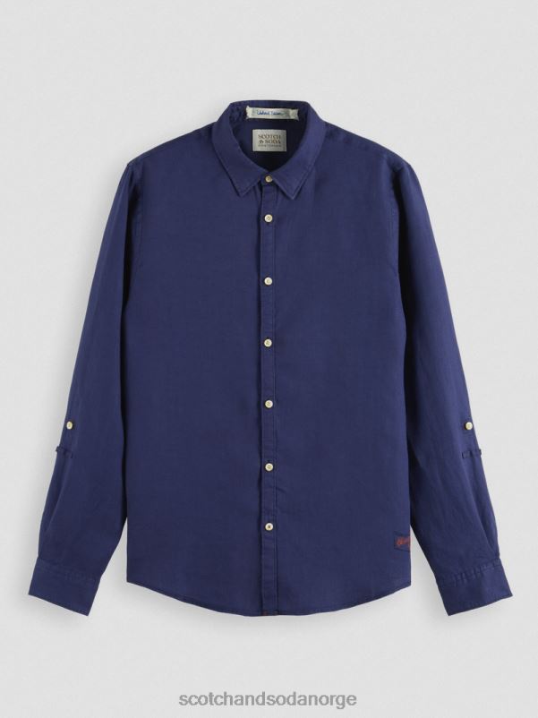 menn linskjorte med ermejusteringer marine N40XD289 klær Scotch & Soda