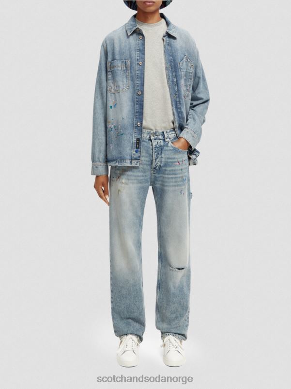 menn overskjorte med detaljer i denimmaling vasket indigo N40XD313 klær Scotch & Soda