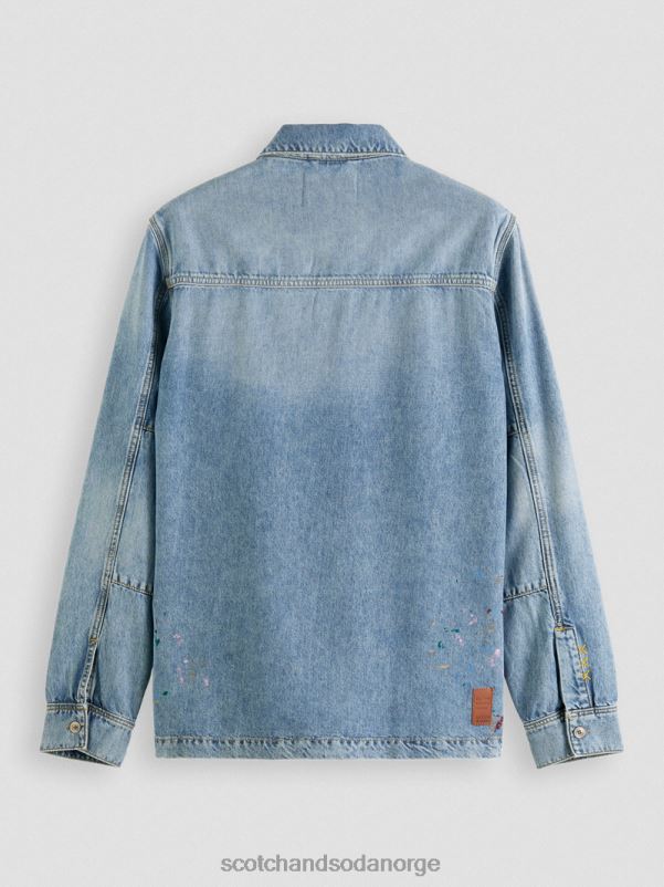 menn overskjorte med detaljer i denimmaling vasket indigo N40XD313 klær Scotch & Soda