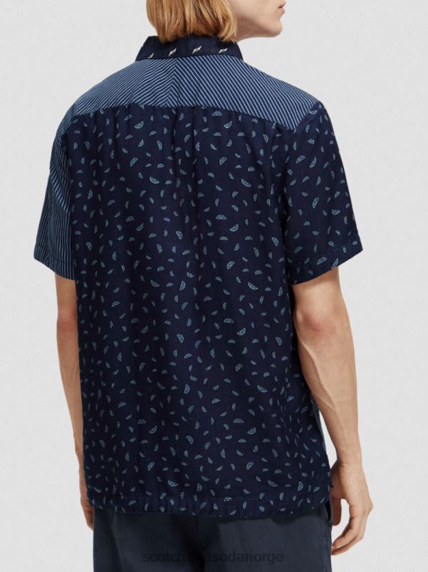 menn patchwork leirskjorte indigo allover N40XD343 klær Scotch & Soda