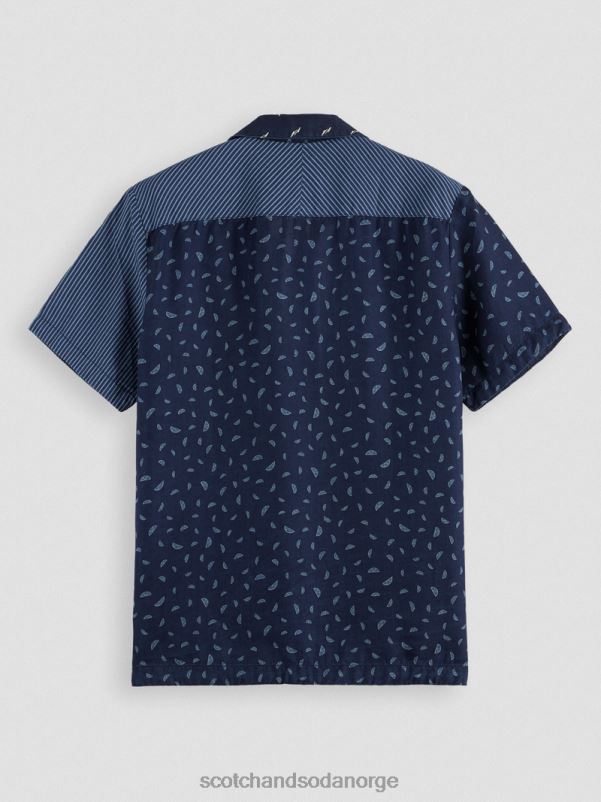 menn patchwork leirskjorte indigo allover N40XD343 klær Scotch & Soda