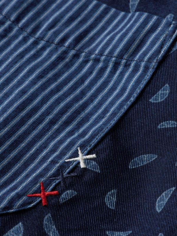 menn patchwork leirskjorte indigo allover N40XD343 klær Scotch & Soda