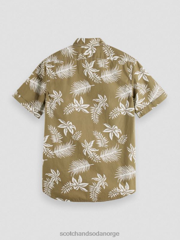 menn poplinskjorte med vanlig passform kaki blad N40XD331 klær Scotch & Soda