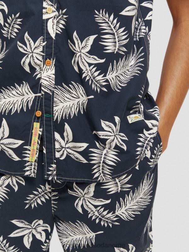 menn poplinskjorte med vanlig passform marine blad N40XD332 klær Scotch & Soda