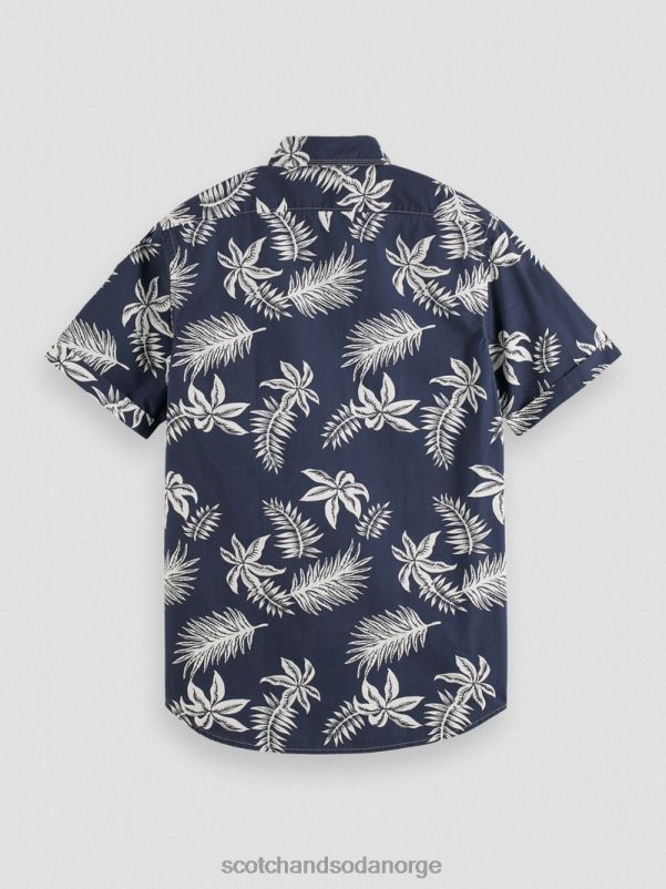 menn poplinskjorte med vanlig passform marine blad N40XD332 klær Scotch & Soda