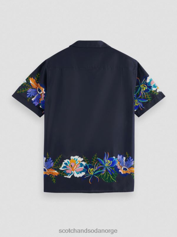 menn printet leirskjorte i økologisk bomull kantblomst N40XD327 klær Scotch & Soda