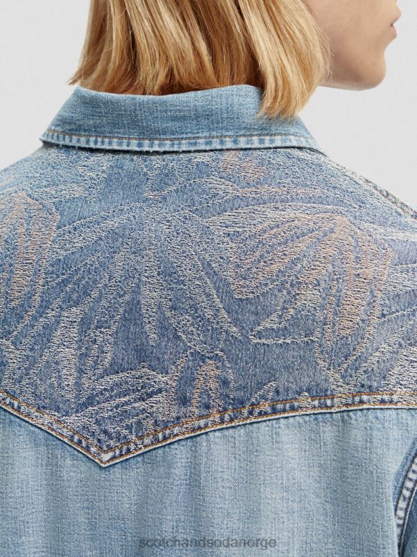 menn regular fit reparert westernskjorte i dongeri vasket indigo N40XD303 klær Scotch & Soda