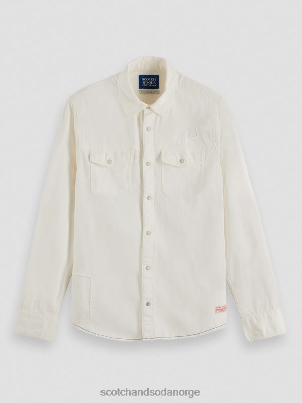 menn reparer detaljert western denimskjorte off white N40XD346 klær Scotch & Soda