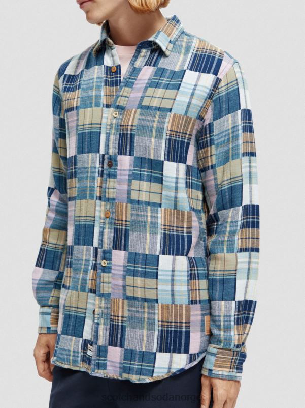 menn rutete flanellskjorte med normal passform kombo c N40XD302 klær Scotch & Soda