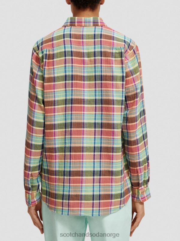 menn skjorte med regulær passform med ermejustering multisjekk N40XD335 klær Scotch & Soda