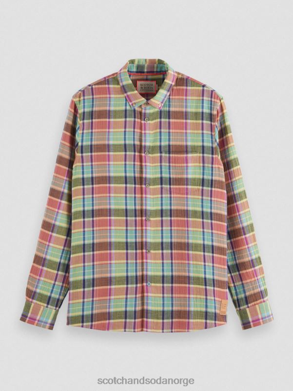 menn skjorte med regulær passform med ermejustering multisjekk N40XD335 klær Scotch & Soda
