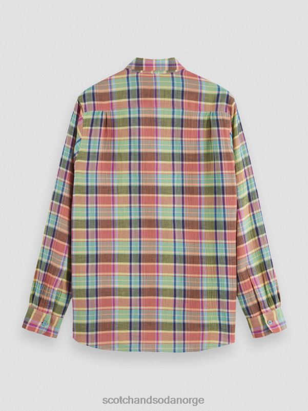menn skjorte med regulær passform med ermejustering multisjekk N40XD335 klær Scotch & Soda