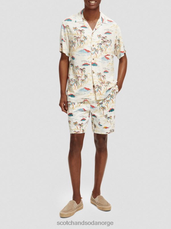 menn trykket leirskjorte hvit palmetre øy aop N40XD305 klær Scotch & Soda