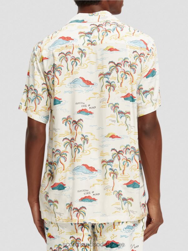 menn trykket leirskjorte hvit palmetre øy aop N40XD305 klær Scotch & Soda