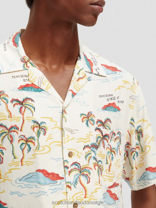 menn trykket leirskjorte hvit palmetre øy aop N40XD305 klær Scotch & Soda