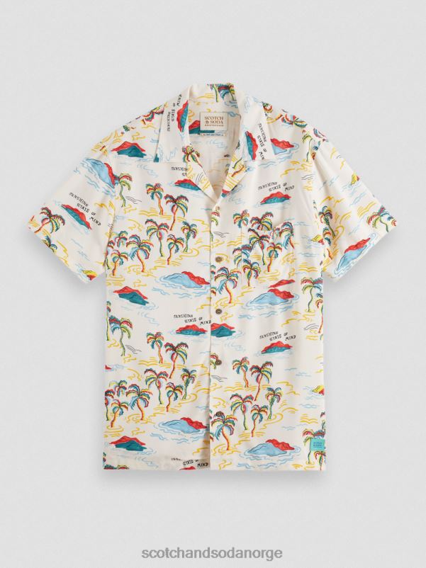 menn trykket leirskjorte hvit palmetre øy aop N40XD305 klær Scotch & Soda